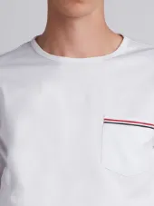 Long Sleeve T-Shirt With Chest Pocket In White Jersey