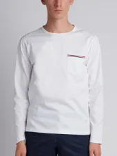 Long Sleeve T-Shirt With Chest Pocket In White Jersey