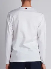 Long Sleeve T-Shirt With Chest Pocket In White Jersey