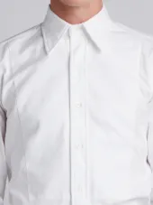 Long Sleeve Tuxedo Shirt With Combo Bib & French Cuff In Solid White Poplin