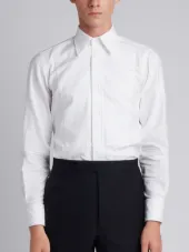 Long Sleeve Tuxedo Shirt With Combo Bib & French Cuff In Solid White Poplin