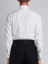 Long Sleeve Tuxedo Shirt With Combo Bib & French Cuff In Solid White Poplin