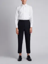 Long Sleeve Tuxedo Shirt With Combo Bib & French Cuff In Solid White Poplin