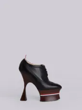 Longwing Bootie Platform Heel With Red, White And Blue Leather Sole In Pebble Lucido Leather