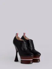 Longwing Bootie Platform Heel With Red, White And Blue Leather Sole In Pebble Lucido Leather