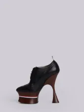 Longwing Bootie Platform Heel With Red, White And Blue Leather Sole In Pebble Lucido Leather