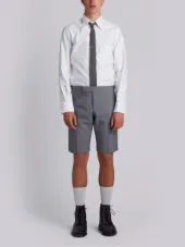 Low Rise Skinny Short With Red, White And Blue Selvedge Back Leg Placement In School Uniform Plain Weave