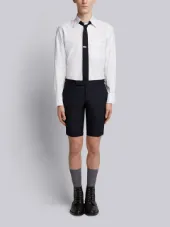 Low Rise Skinny Short With Red, White And Blue Selvedge Back Leg Placement In School Uniform Plain Weave