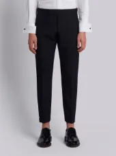 Low Rise Skinny Trouser With Red, White And Blue Back Leg Placement And Silk Faille Side Seam In School Uniform Plain Weave