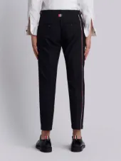 Low Rise Skinny Trouser With Red, White And Blue Back Leg Placement And Silk Faille Side Seam In School Uniform Plain Weave