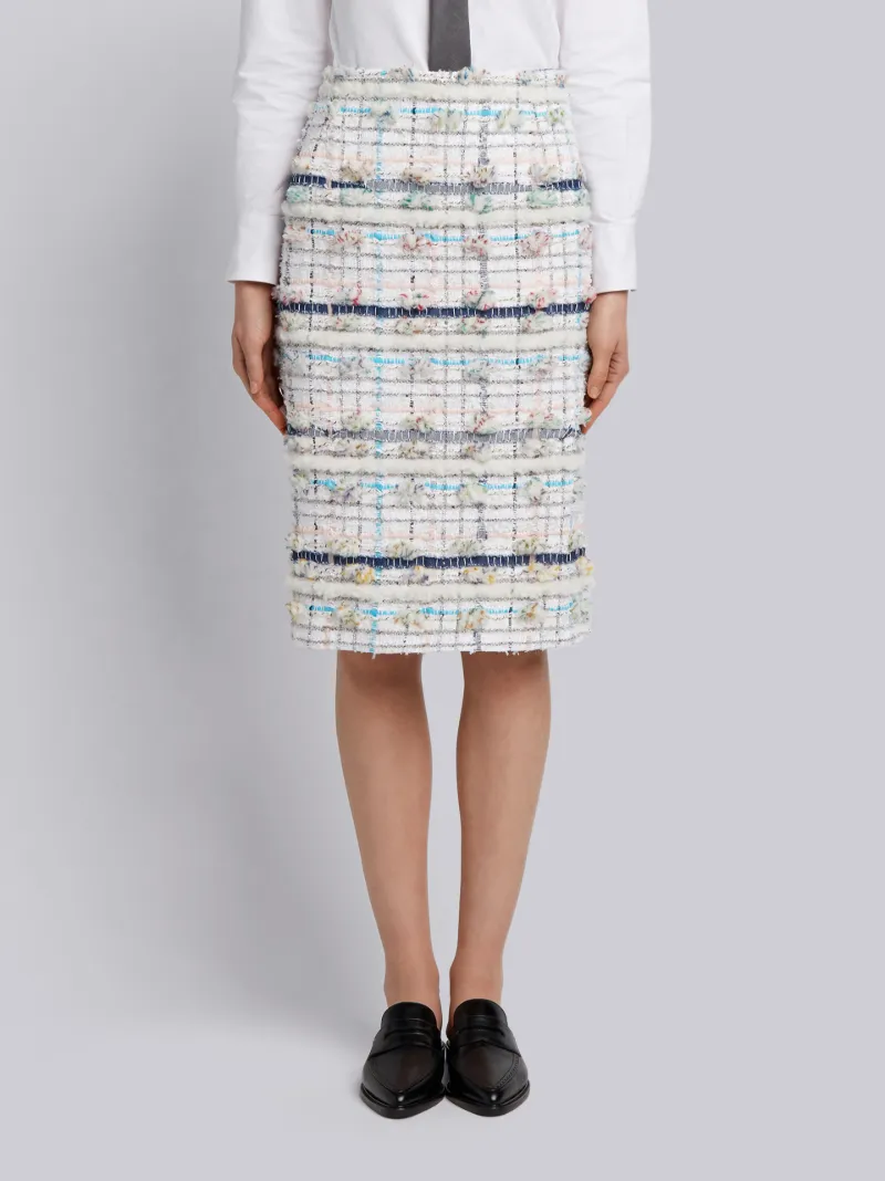 Lowrise Cardigan Pencil Skirt In Madras Pouf Tweed