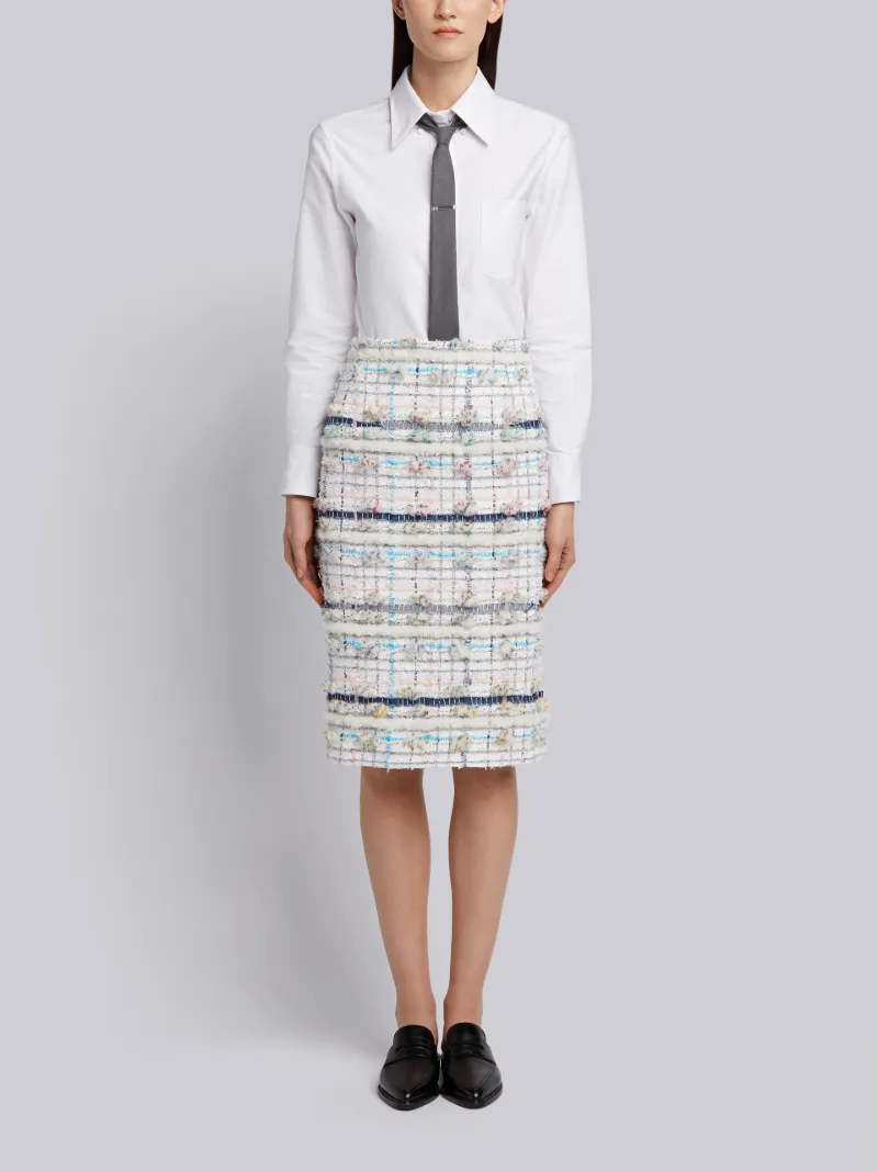 Lowrise Cardigan Pencil Skirt In Madras Pouf Tweed