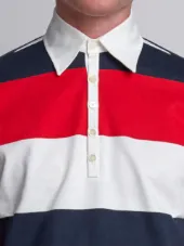 LS Polo In Rugby Stripe W/ Engineered 4-Bar