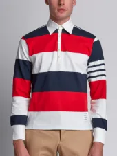 LS Polo In Rugby Stripe W/ Engineered 4-Bar