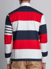 LS Polo In Rugby Stripe W/ Engineered 4-Bar