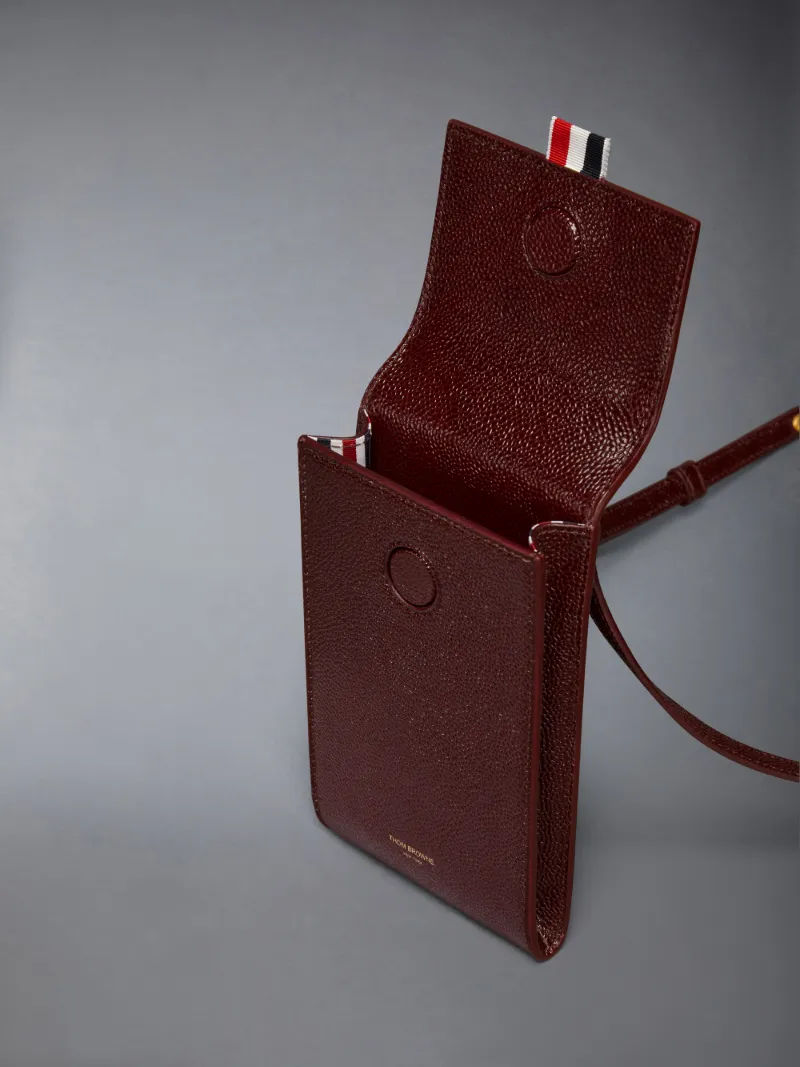 Lucido Leather Crossbody Phone Holder Thom Browne