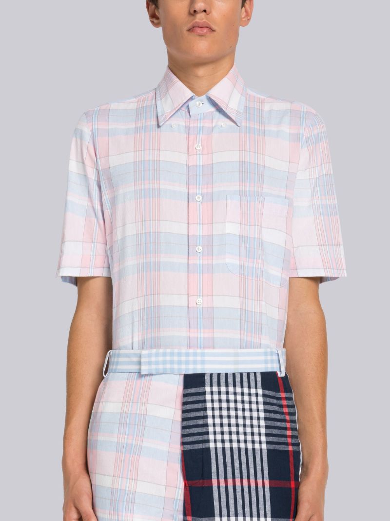 MADRAS COTTON STRAIGHT FIT SHORT SLEEVE SHIRT