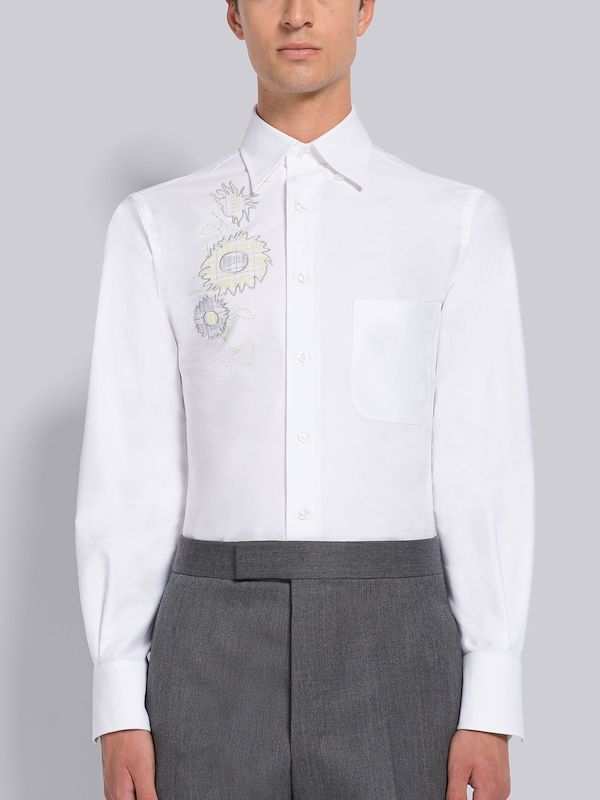 MADRAS FLOWER PATCH APPLIQUE POINT COLLAR SHIRT