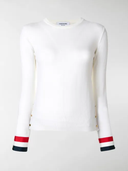 Thom Browne - Maglione con polsini in grosgrain