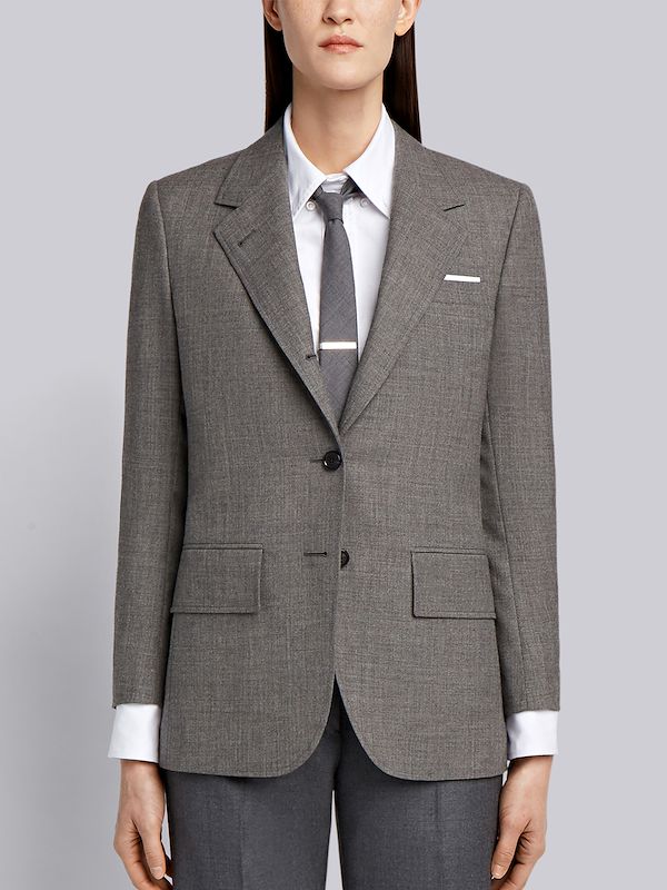 Medium Grey 2-Ply Fresco Wool Wide Lapel Sport Coat