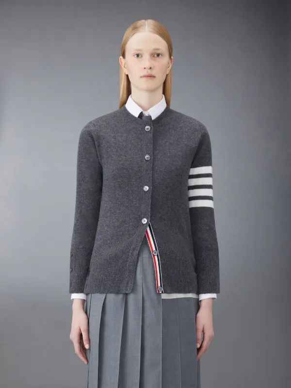Medium Grey Cashmere 4-Bar Classic Crew Neck Cardigan