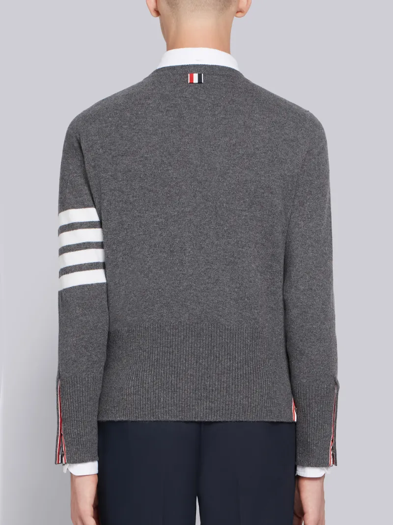 Medium Grey Cashmere 4-bar Crew Neck Pullover