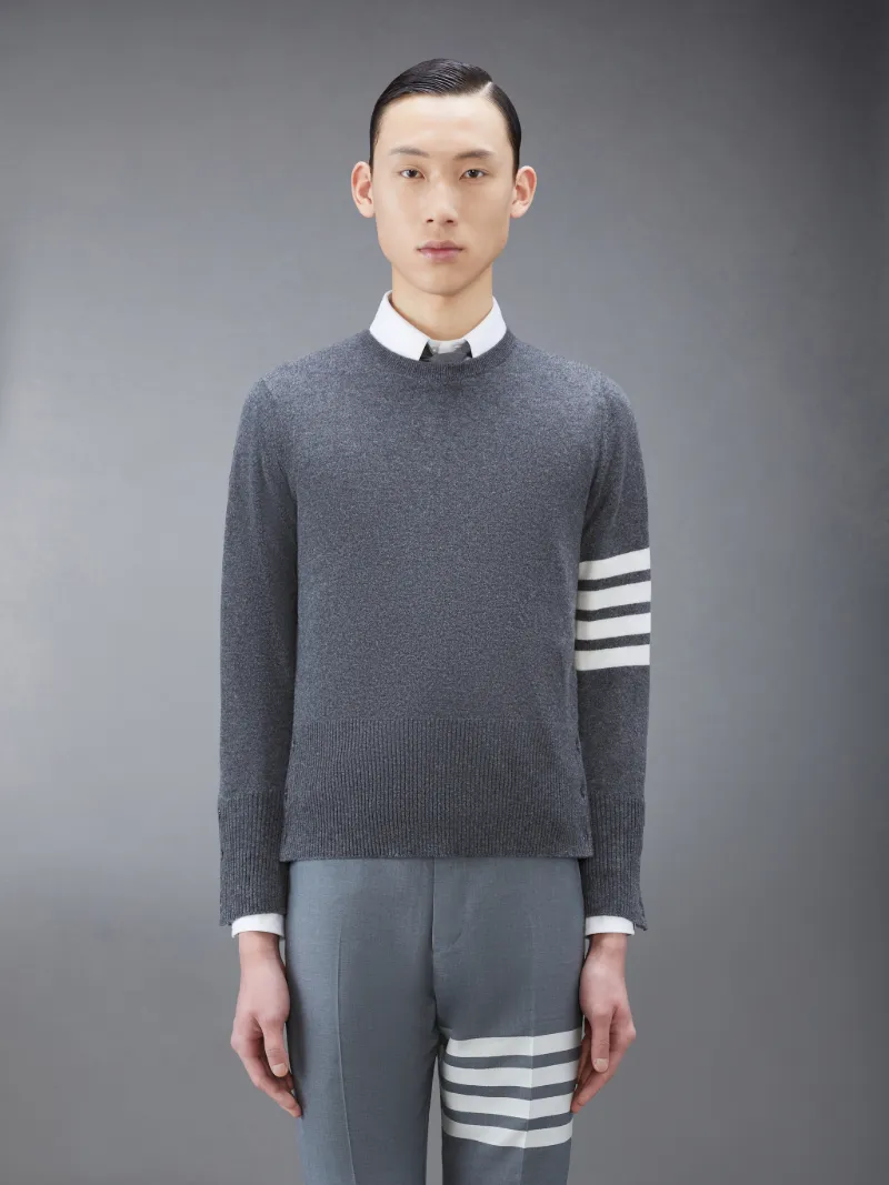 Medium Grey Cashmere 4-bar Crew Neck Pullover Medium Grey Cashmere 4-bar Crew Neck Pullover