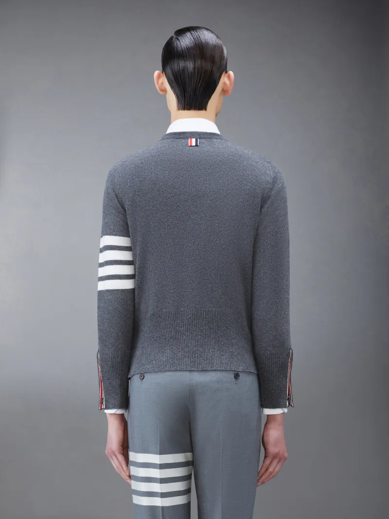Medium Grey Cashmere 4-bar Crew Neck Pullover Medium Grey Cashmere 4-bar Crew Neck Pullover