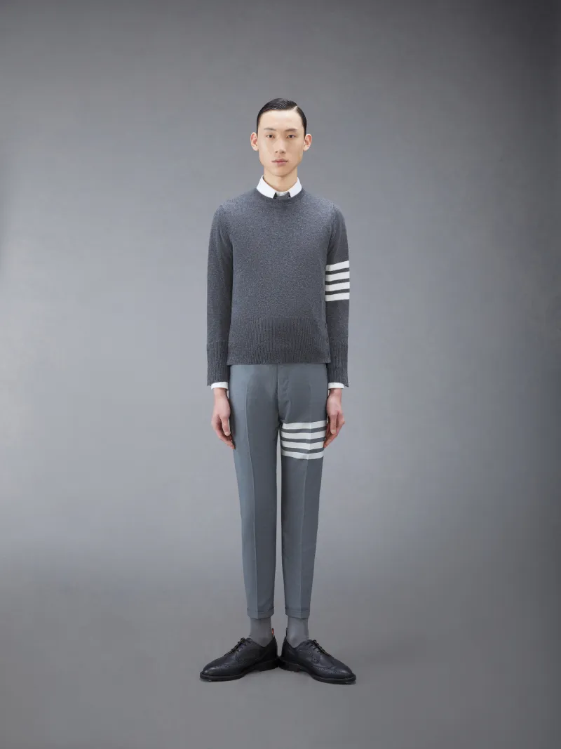 Medium Grey Cashmere 4-bar Crew Neck Pullover Medium Grey Cashmere 4-bar Crew Neck Pullover