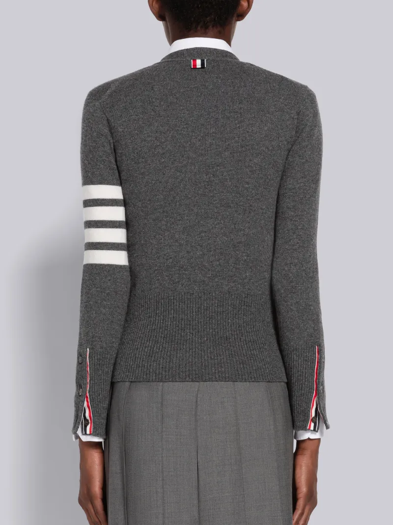 Medium Grey Cashmere 4-Bar V-Neck Cardigan