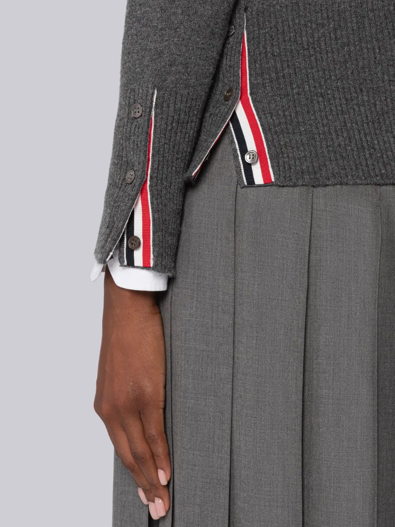 Medium Grey Cashmere 4-Bar V-Neck Cardigan