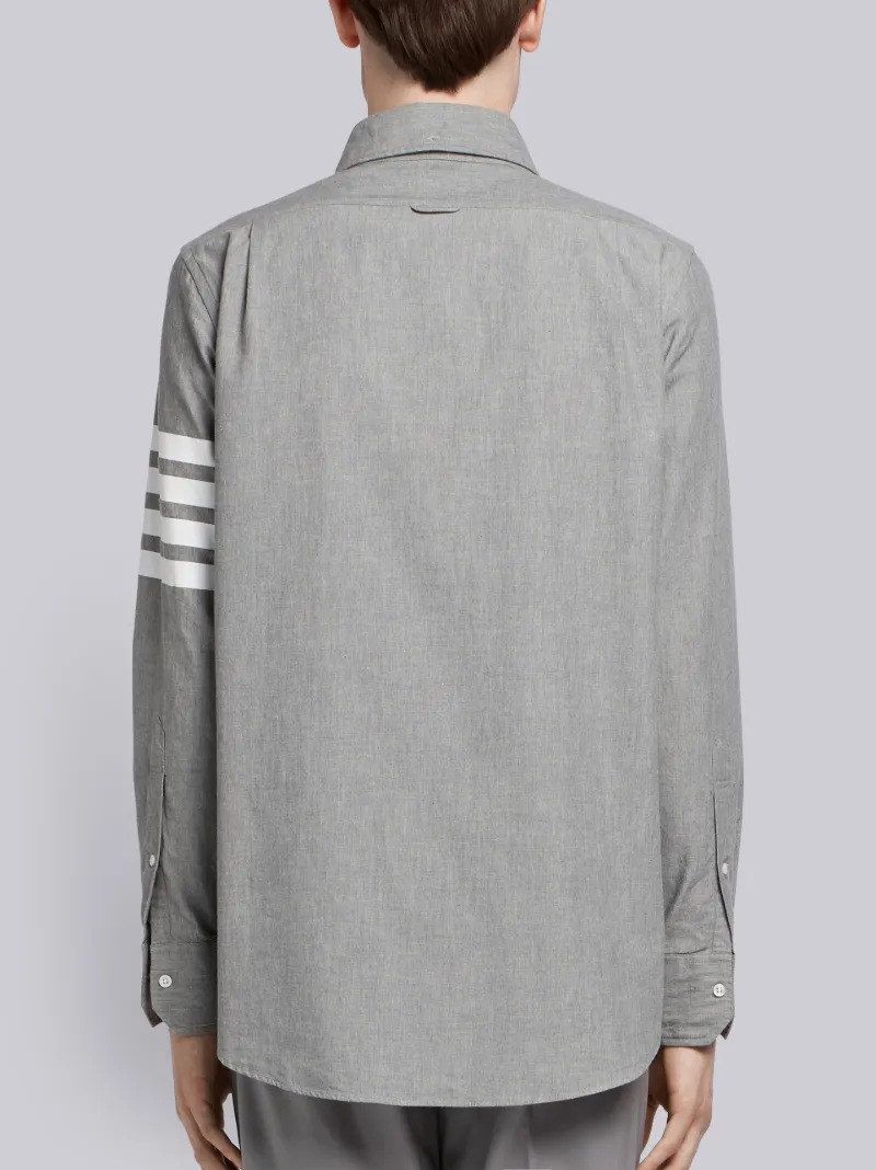 Medium Grey Chambray Printed 4-bar Nametag Straight Fit Shirt