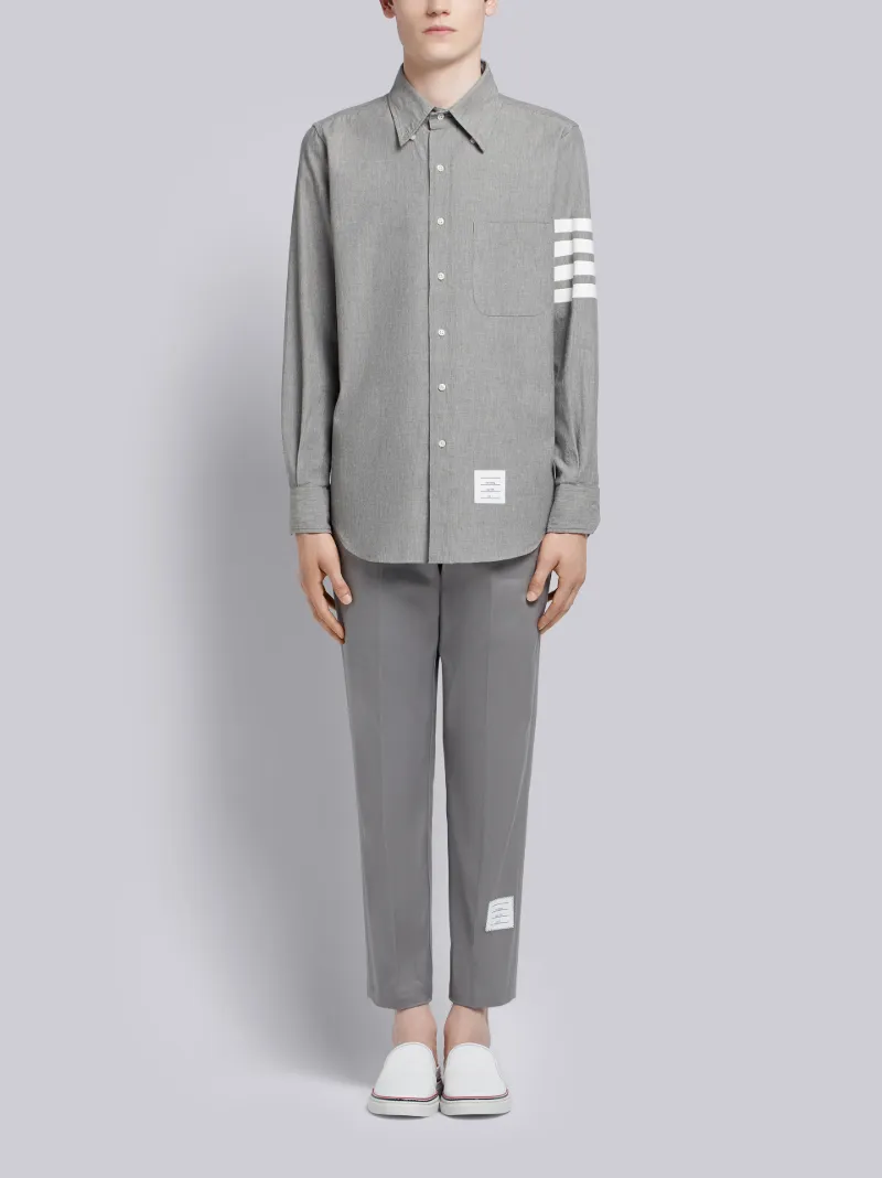 Medium Grey Chambray Printed 4-bar Nametag Straight Fit Shirt