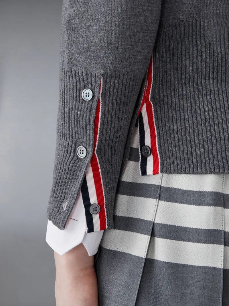 Medium Grey Cotton Crepe Milano Stitch Crewneck 4-Bar Pullover Medium Grey Cotton Crepe Milano Stitch Crewneck 4-Bar Pullover