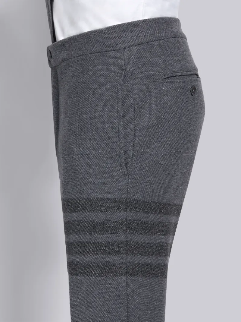 Medium Grey Cotton Double Face Twill Slim Fit Tonal 4-Bar Trouser
