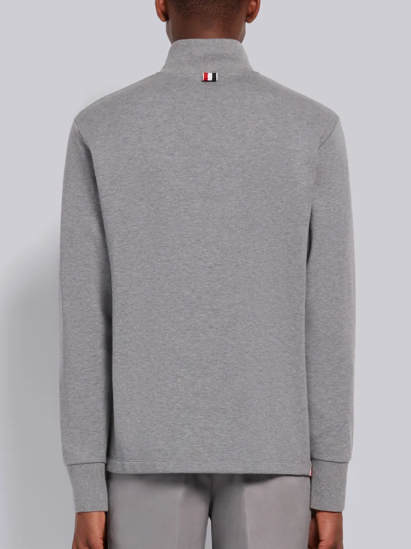 Medium Grey Cotton Interlock 4-Bar Intarsia Mockneck Sweatshirt