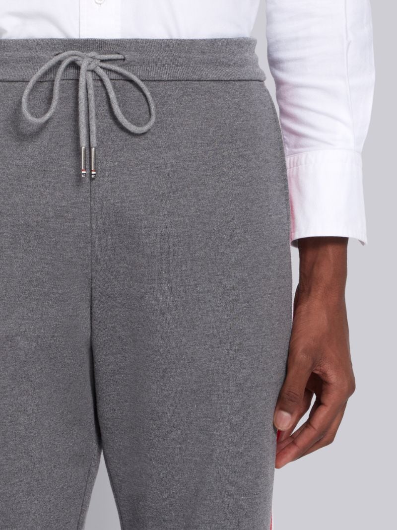 Medium Grey Cotton Interlocking RWB Stripe Track Pants