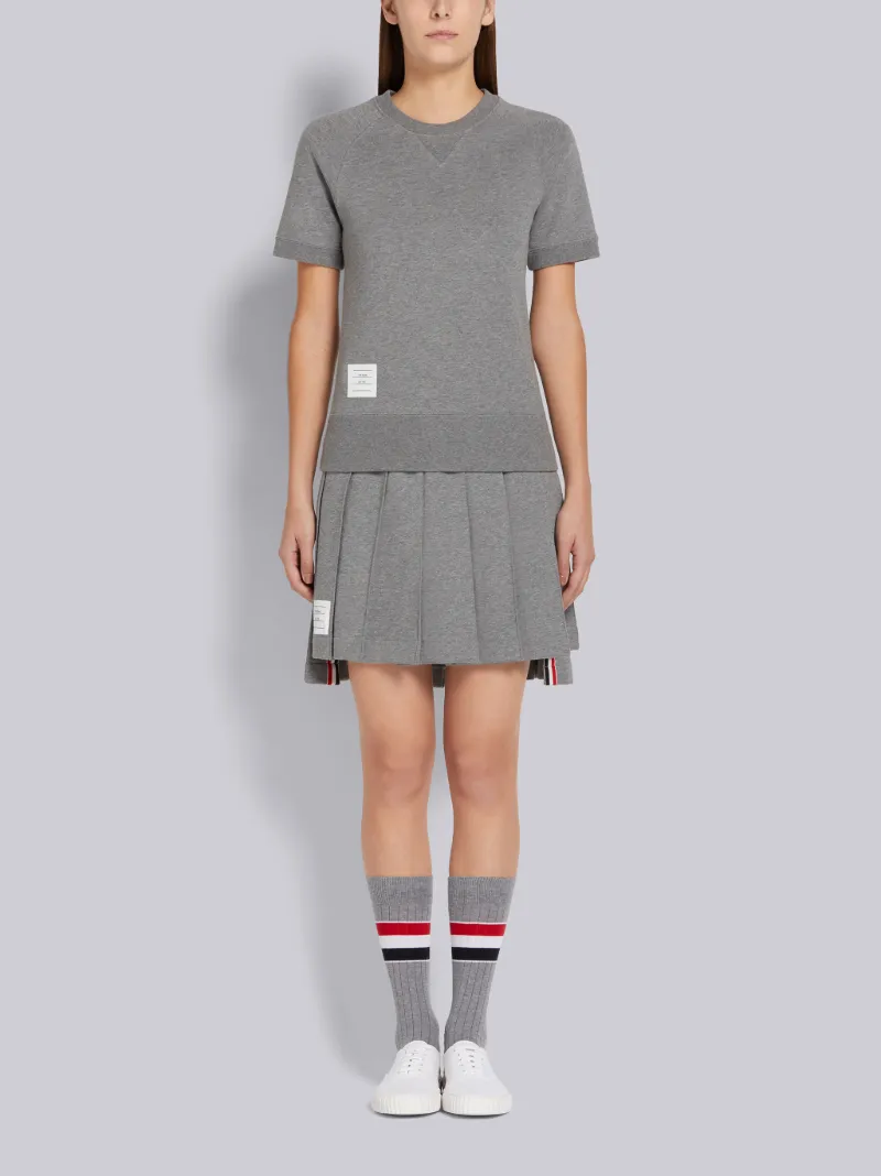 Medium Grey Cotton Loopback Pleated Mini Skirt