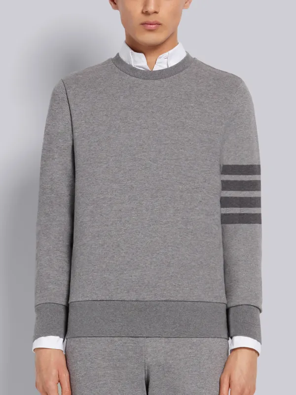 Medium Grey Cotton Loopback Relaxed Fit Tonal 4 Bar Crewneck Sweatshirt Medium Grey Cotton Loopback Relaxed Fit Tonal 4 Bar Crewneck Sweatshirt