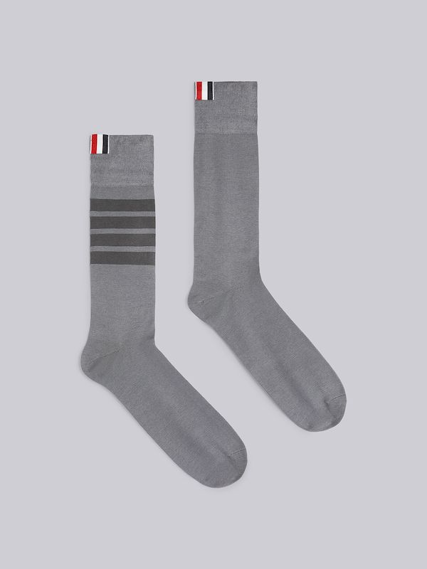 Medium Grey Cotton Mid-calf 4-Bar Socks