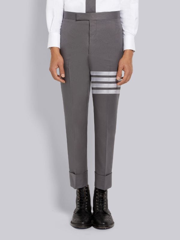 Medium Grey Cotton Suiting Engineered 4-Bar Classic Trouser
