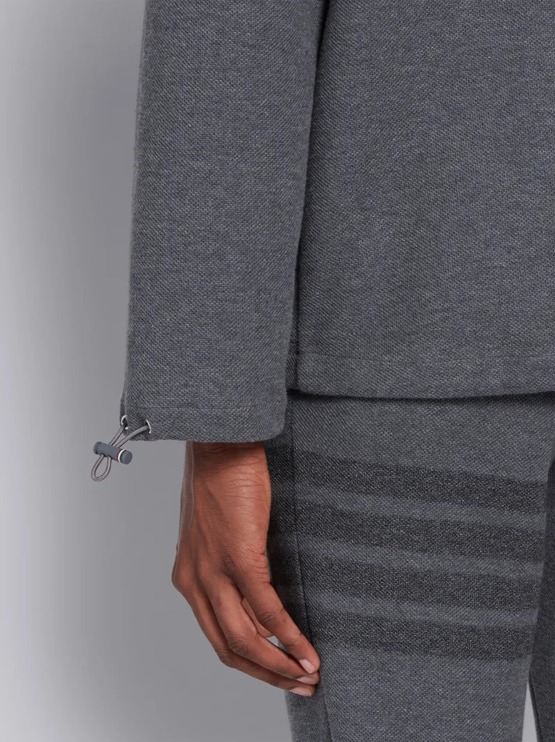 Medium Grey Double Face Cotton Twill Hooded Tonal 4-Bar Jacket