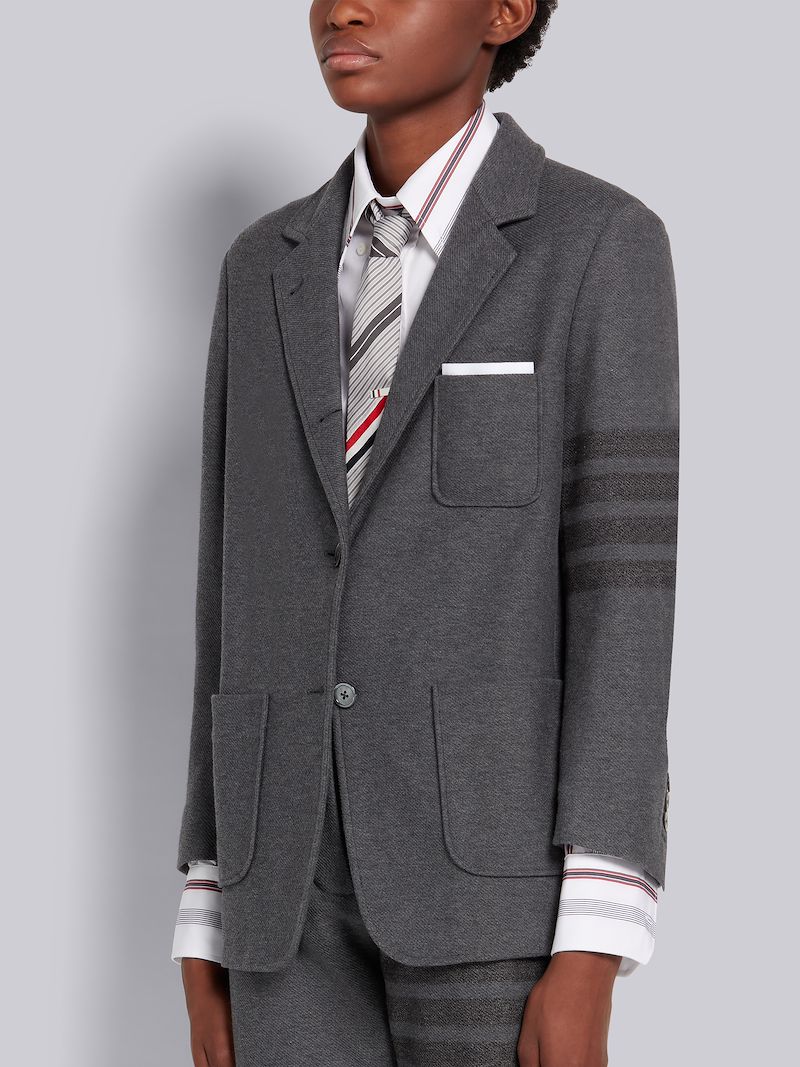 Medium Grey Double Face Tech Twill Tonal 4-Bar Sack Jacket