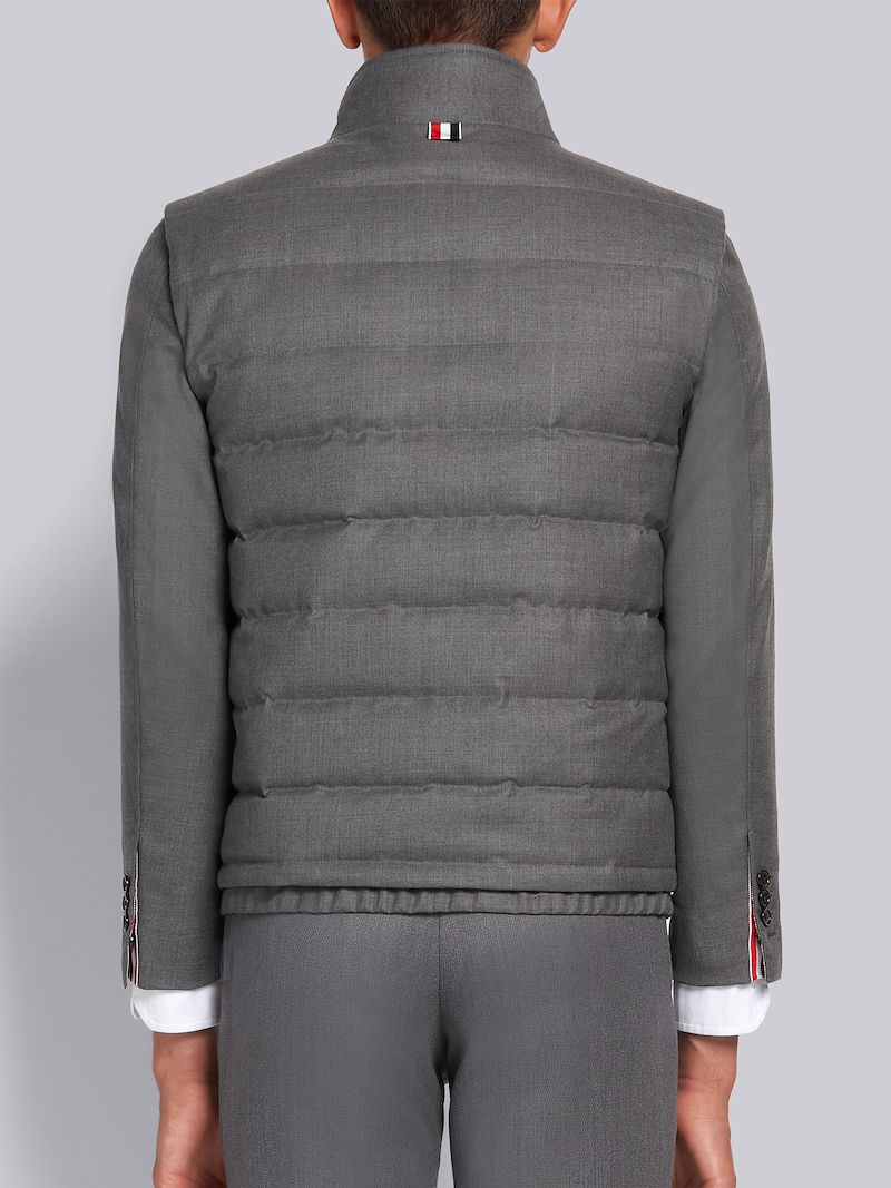 Medium Grey Down Filled Super 120s Twill Ski Vest