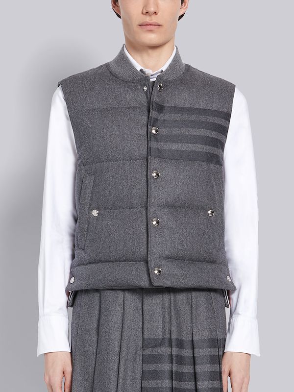 Medium Grey Flannel Down Filled 4-Bar Vest