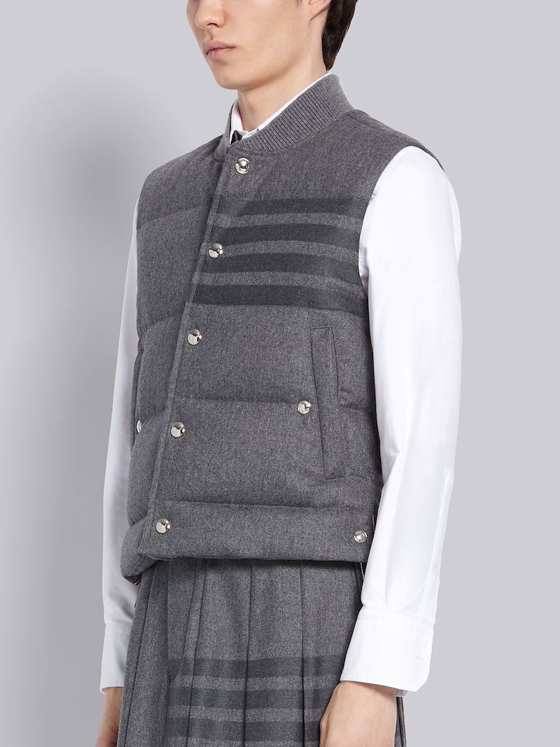 Medium Grey Flannel Down Filled 4-Bar Vest