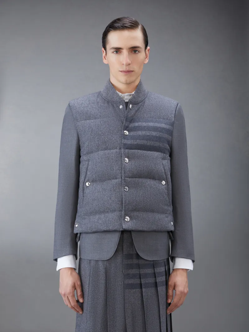 Medium Grey Flannel Down Filled 4-Bar Vest Medium Grey Flannel Down Filled 4-Bar Vest
