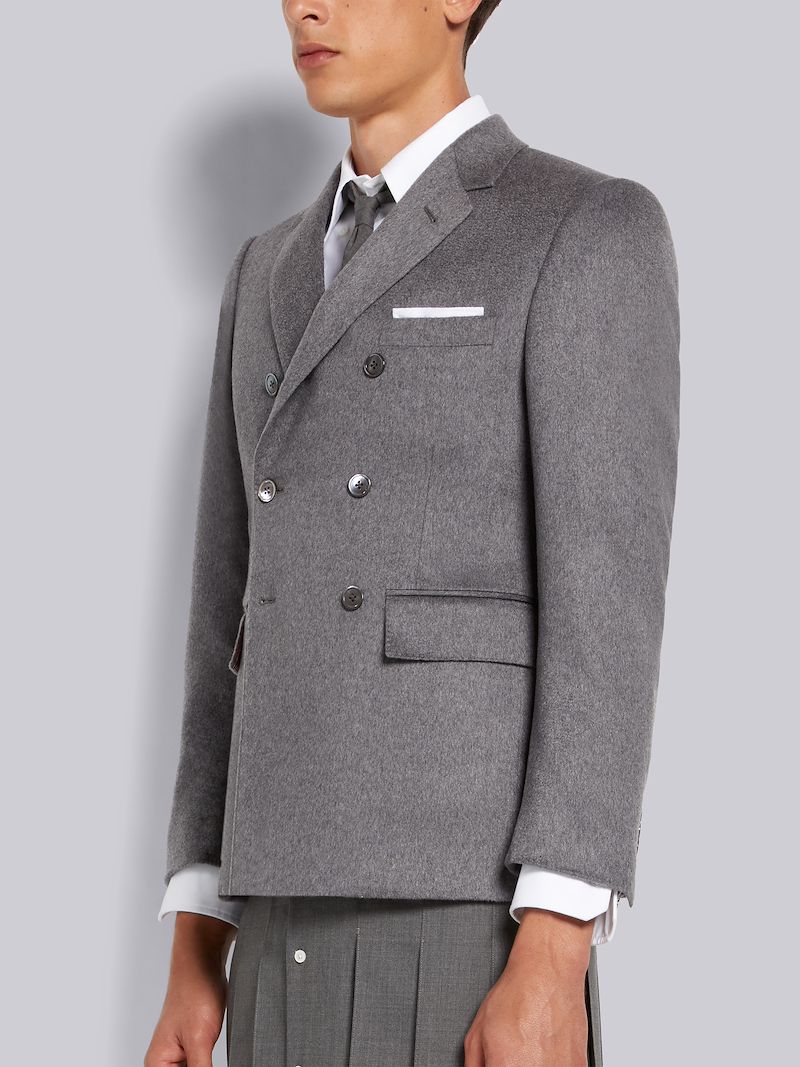 Medium Grey Jacket Weight Cashmere Double Breasted Jacket