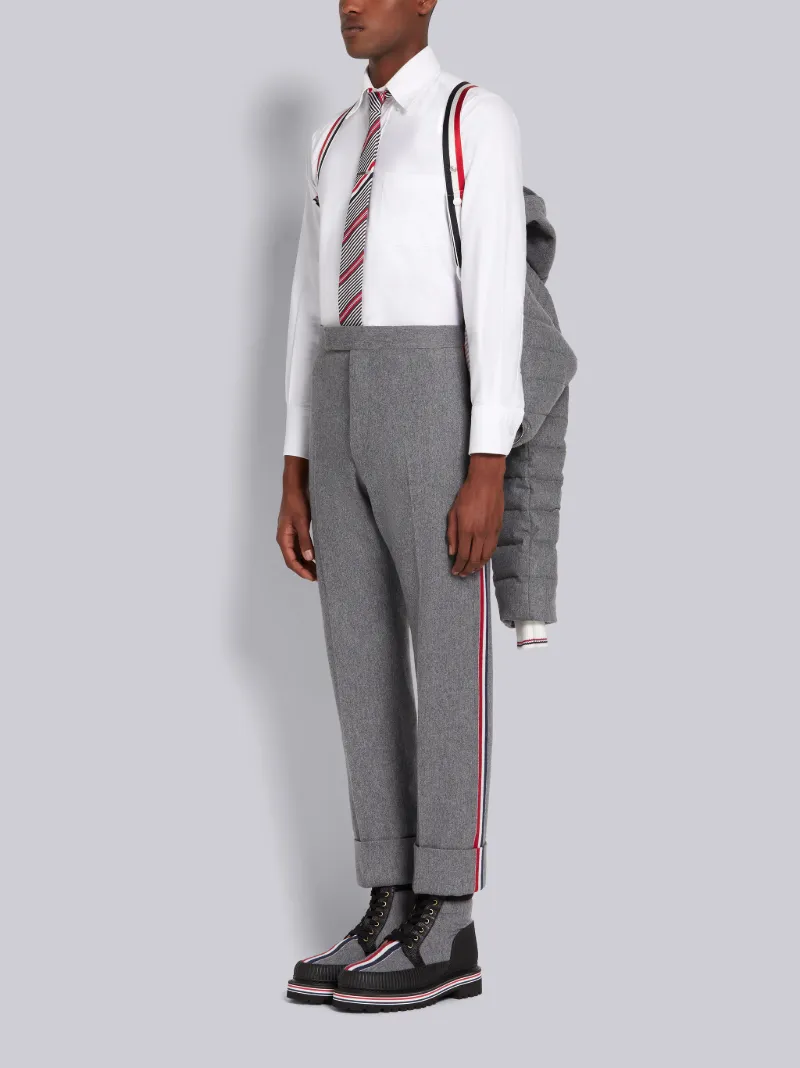 Medium Grey Lightweight Boiled Wool Engineered Stripe Down-Filled Ski Jacket Medium Grey Lightweight Boiled Wool Engineered Stripe Down-Filled Ski Jacket