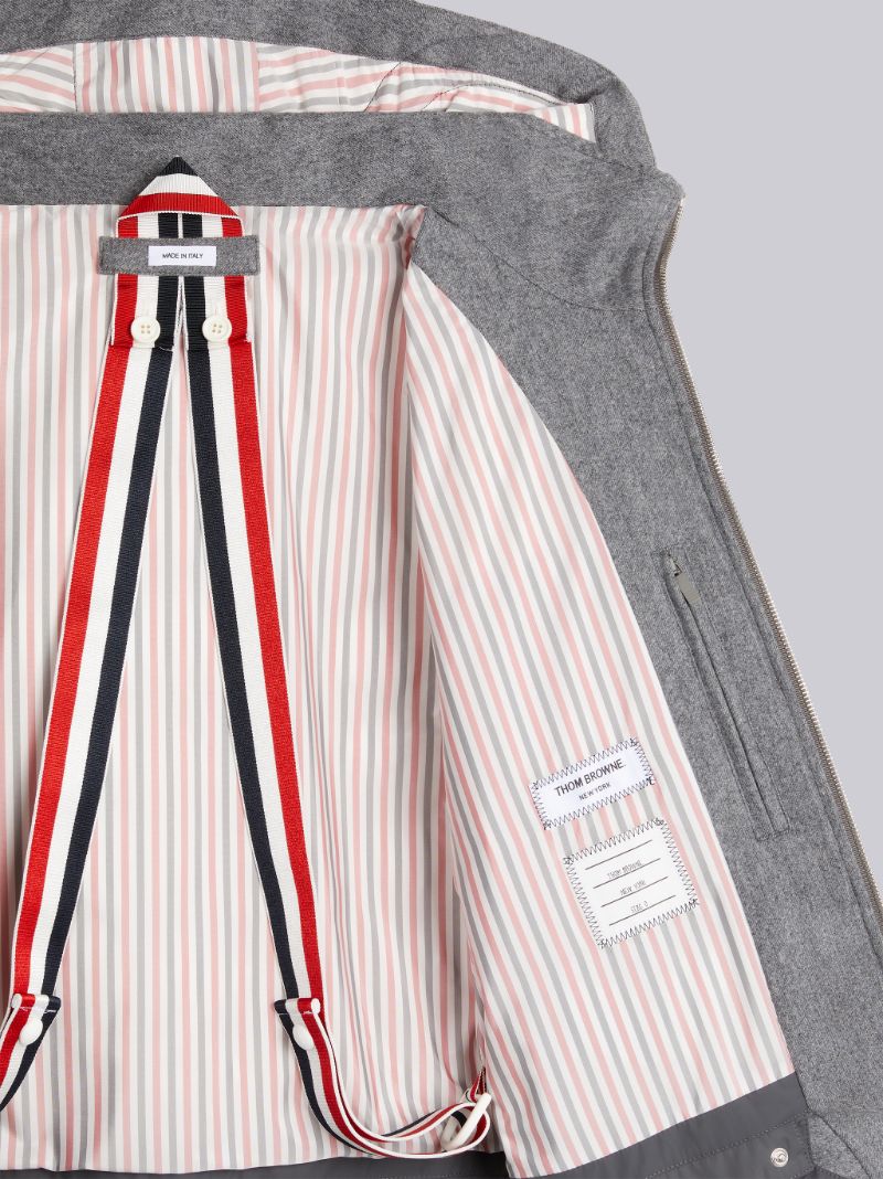 Medium Grey Lightweight Boiled Wool Engineered Stripe Down-Filled Ski Jacket